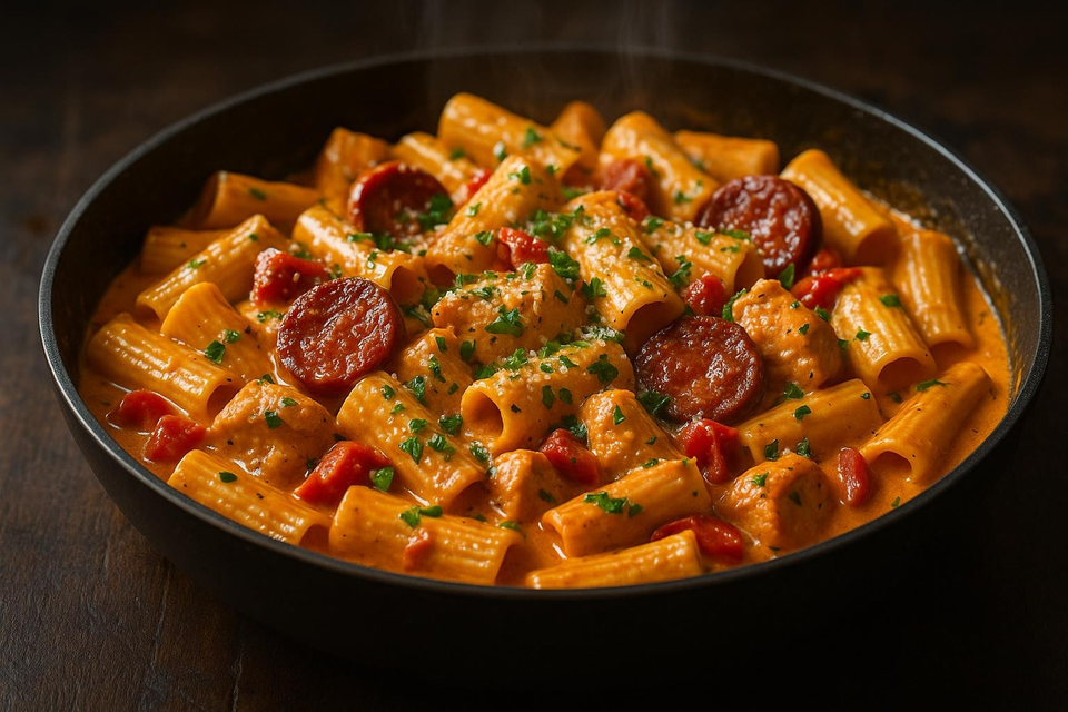 Kremet kylling- og chorizopasta