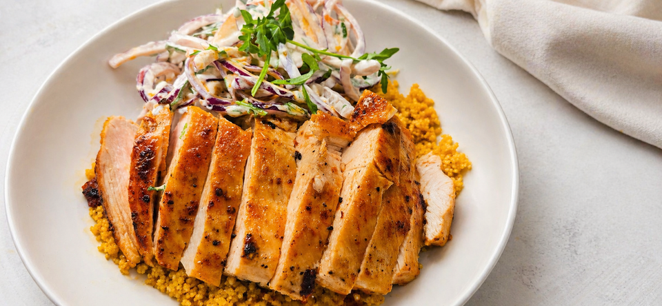 Marokkansk kylling med eplesalat og couscous