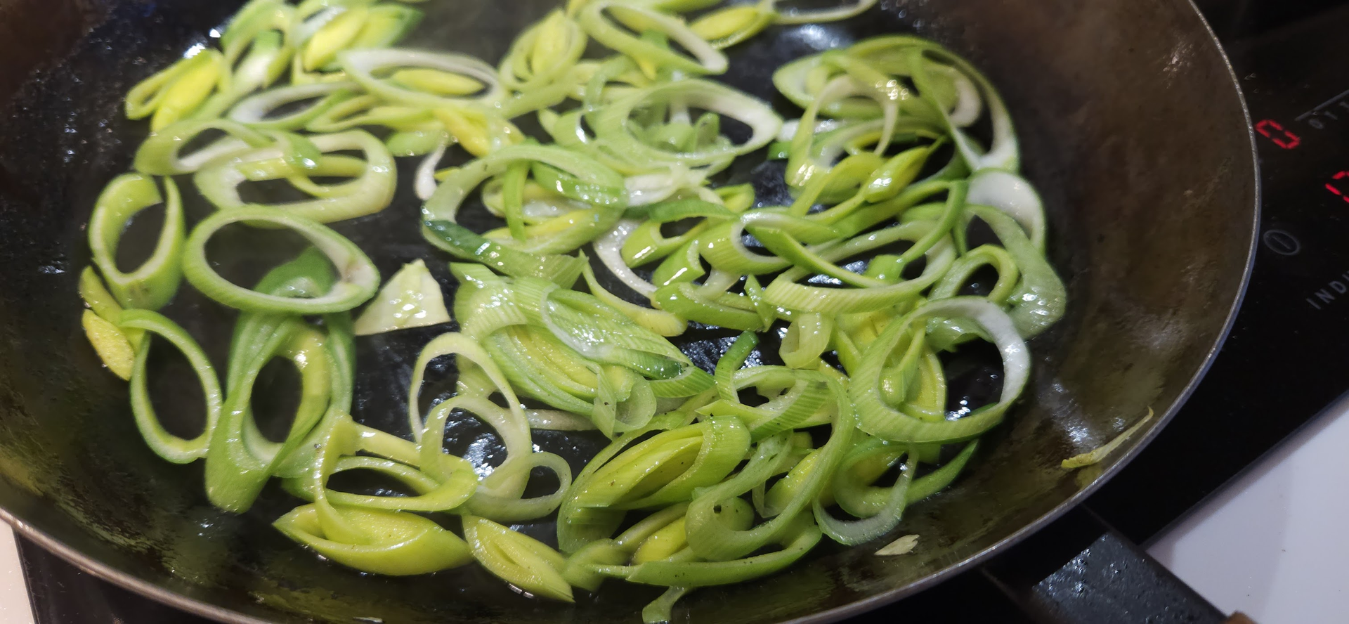 Cook the leek briefly so it sweetens without collapsing.