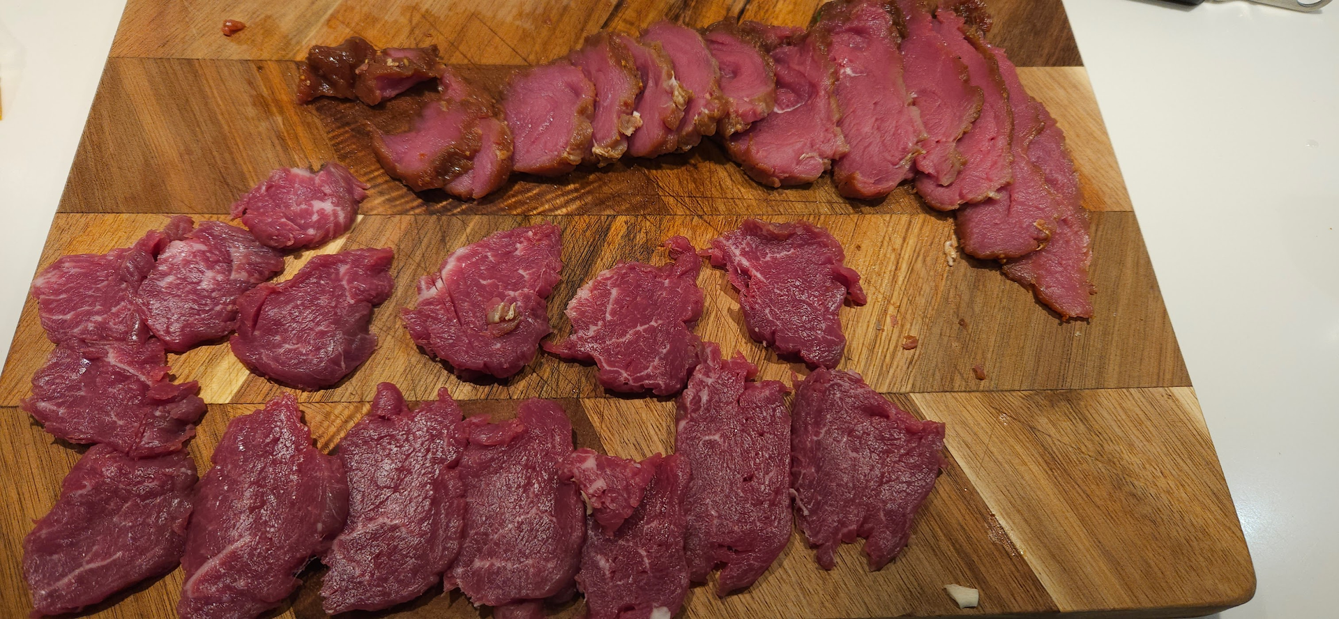 Slice the meat thinly just before cooking so it stays juicy.